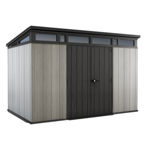 keter artisan gris abri de jardin avec porte à double pans 342x218x226 cm