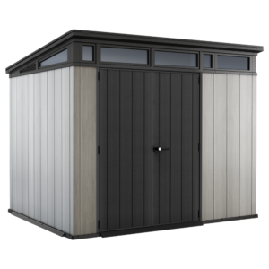 keter artisan gris abri de jardin avec porte double battant 277x218x226 cm
