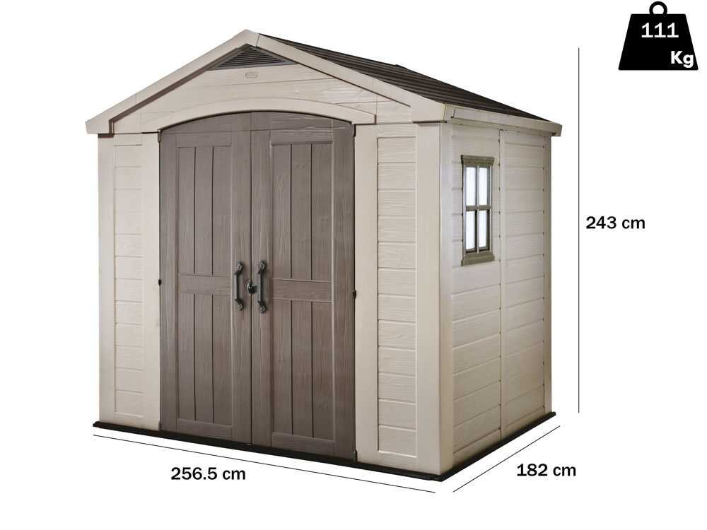 keter factor beige abri de jardin avec fenêtre latérale 256.5x182x243 cm keter factor beige abri de jardin avec fenêtre latérale 256.5x182x243 cm