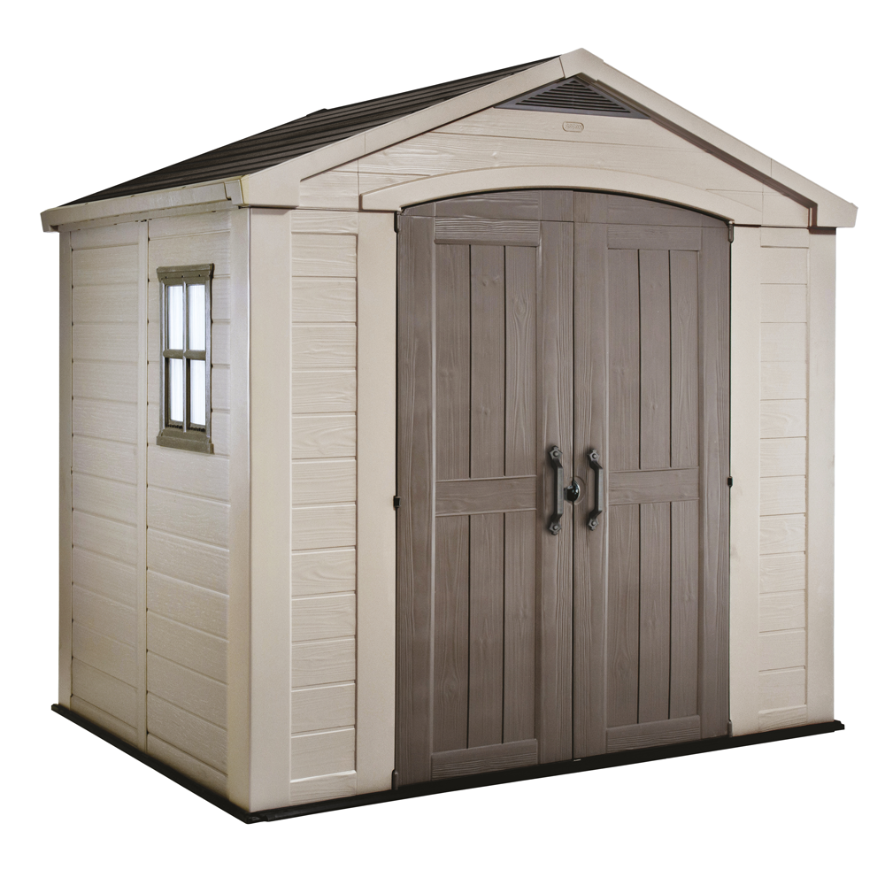 keter factor beige abri de jardin avec fenêtre latérale 256.5x182x243 cm keter factor beige abri de jardin avec fenêtre latérale 256.5x182x243 cm