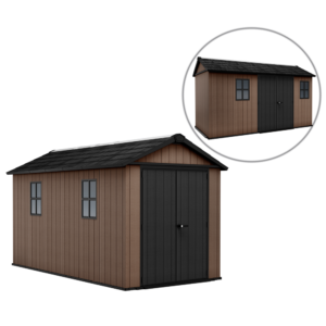 keter newton plus 7513/1375 abri de jardin avec double porte et fenêtres 230 x 413 x 246 cm